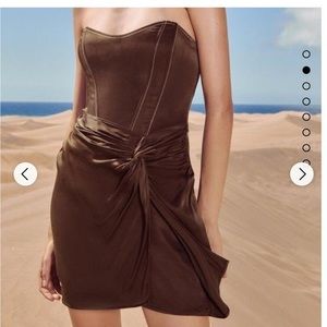 Zara Brown Silk Corset Mini Dress